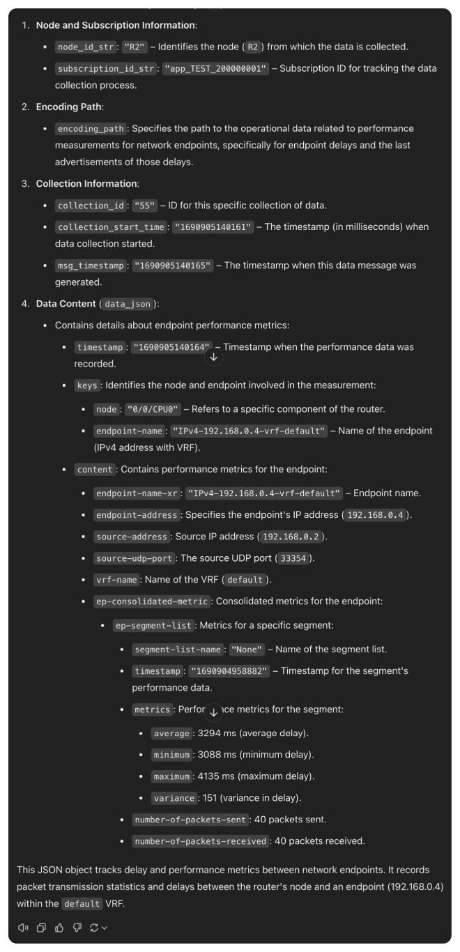 JSON content summary