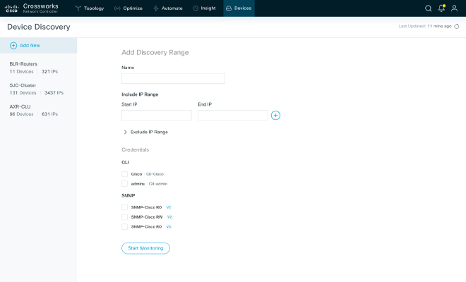 Setting IP Range for discovery